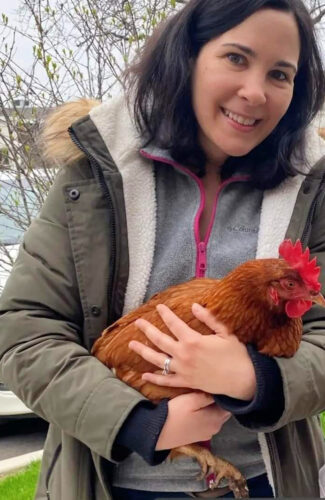 Kristyn holding a chicken